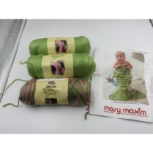 Caron Simply Soft Yarn Green Rose Garden Mary Maxim Mermaid Cocoon Pattern 99032